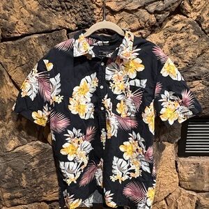 Forever 21 Black Floral Button Down Shirt